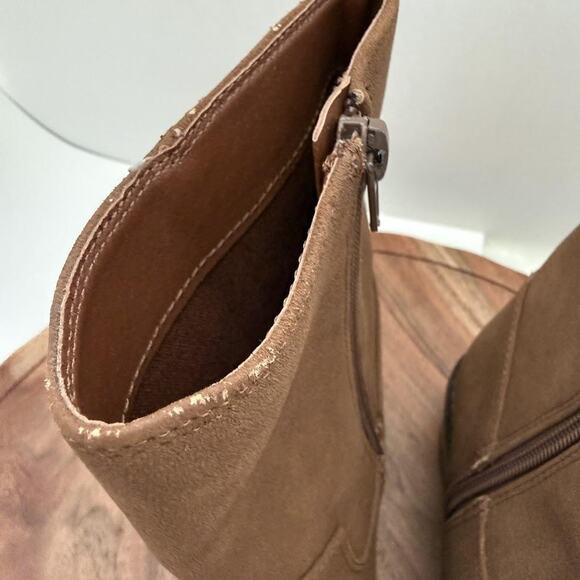 BCBG Girls Boots Girls Size 3 Tan LINDA Fringe Western Ankle Side Zip Block Heel - Picture 7 of 14